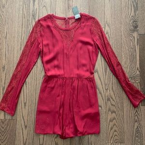 Burgundy lace romper